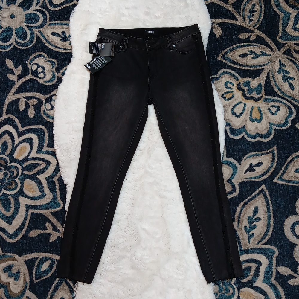 New Paige Verdugo ankle jeans black granite womens sz 30